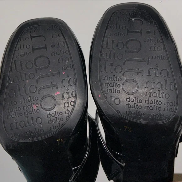 VintageY2K Black Patent Leather Mary Jane Square-Toe Block Heels - Picture 5 of 6